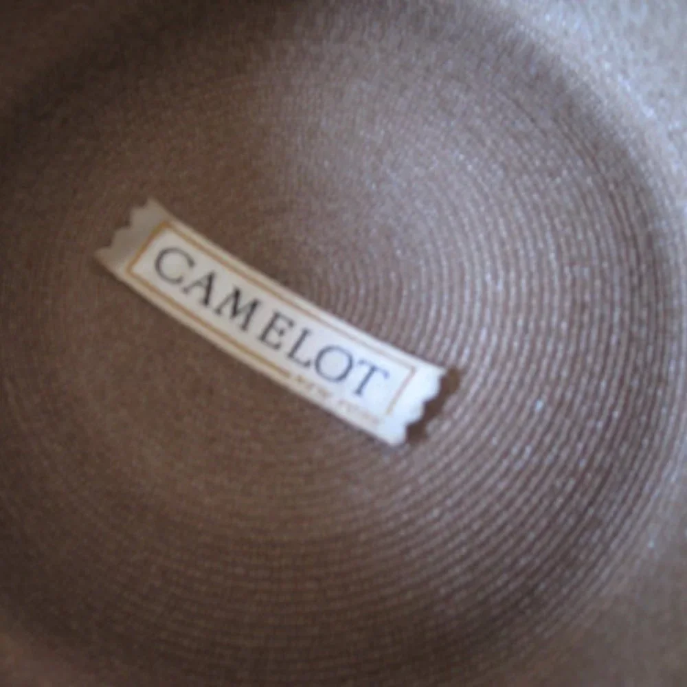Vintage l 50s Camelot Timeless Tailored Tan Woven Straw Abstract Oragami Bow Hat - Picture 5 of 7